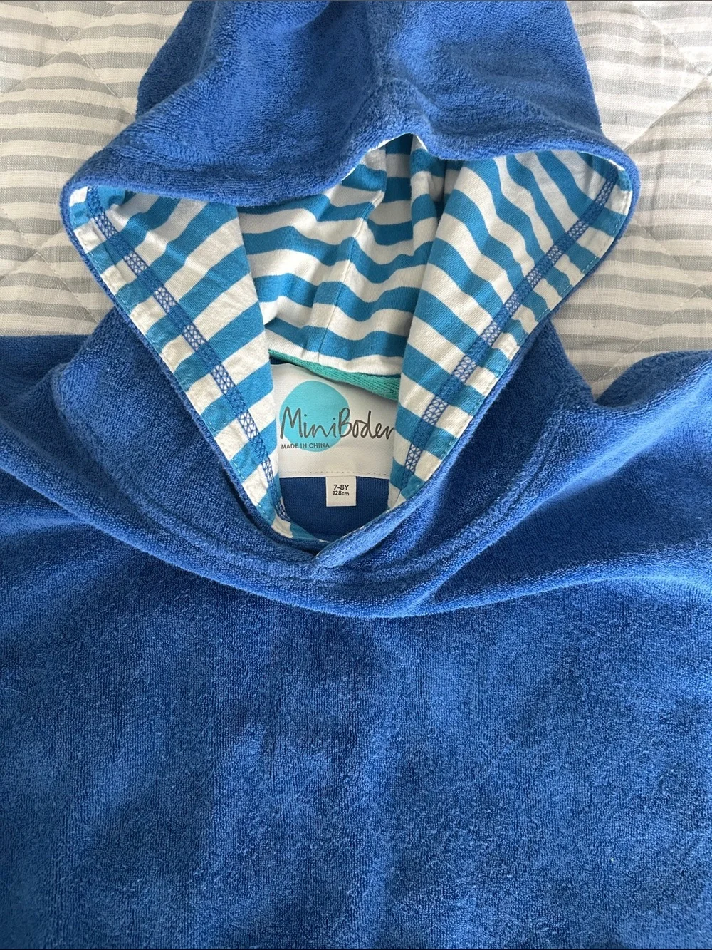 Mini Boden Blue, Aqua and Yellow Hooded Kids Swim Coverup